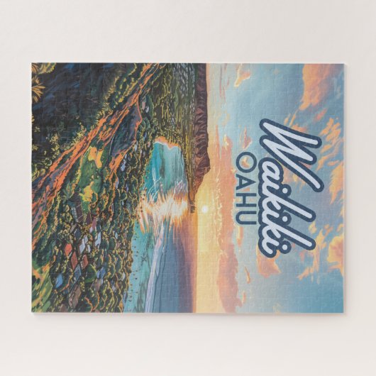 Waikiki Beach Honolulu Oahu Hawaii Retro Legpuzzel (Horizontaal)