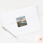 Waikiki Beach Honolulu Oahu Hawaii Retro Vierkante Sticker (Envelop)