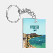 Waikiki Beach Honolulu Oahu Hawaii Sleutelhanger (Voorkant Links)