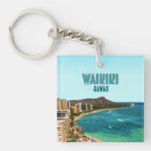 Waikiki Beach Honolulu Oahu Hawaii  Sleutelhanger (Voorkant)