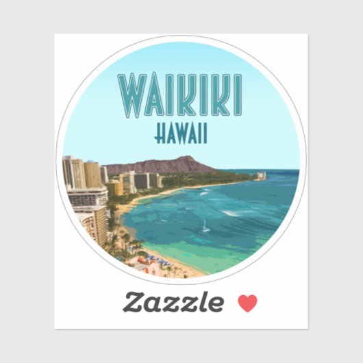 Waikiki Beach Honolulu Oahu Hawaii  Sticker (Vel)