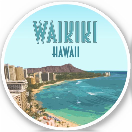 Waikiki Beach Honolulu Oahu Hawaii  Sticker (Voorkant)