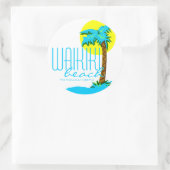 Waikiki Beach- Honolulu Ronde Sticker (Tas)