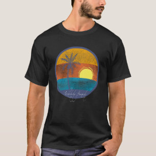 Waikiki Beach Oahu, Hawaï Verbleekte Retro Zonsond T-shirt