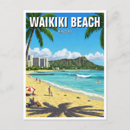 Waikiki Beach Oahu Hawaii Reizen Briefkaart