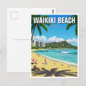 Waikiki Beach Oahu Hawaii Reizen Briefkaart (Voorkant / Achterkant)