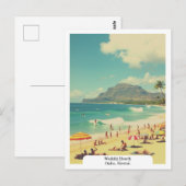 Waikiki Beach, Oahu, Hawaii Reizen Retro Briefkaart (Voorkant / Achterkant)