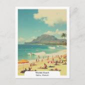 Waikiki Beach, Oahu, Hawaii Reizen Retro Briefkaart (Voorkant)