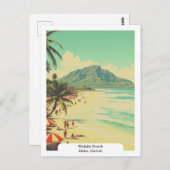 Waikiki Beach, Oahu, Hawaii Retro Reizen Briefkaart (Voorkant / Achterkant)