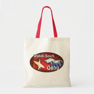 Waikiki Beach Oahu Hawaii rode surfer kunsttas Tote Bag