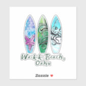 Waikiki Beach Oahu Watercolor Surfplanken  Sticker (Vel)