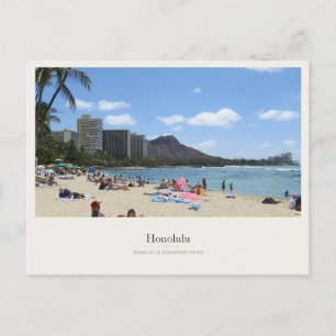 Waikiki Beach onder Diamond Head Briefkaart