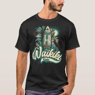 Waikiki Beach Polynesische Hawaii Surf Design T-shirt