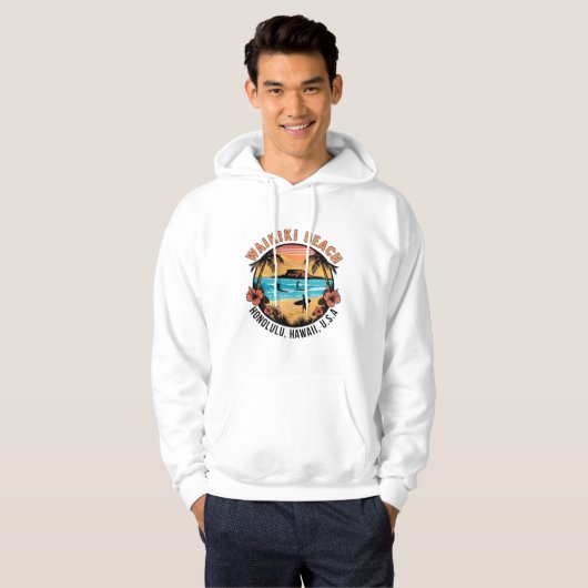Waikiki Beach Retro vignet Hoodie (Voorkant volledig)