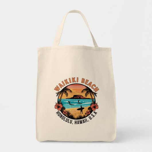 Waikiki Beach Retro vignet Tote Bag (Voorkant)