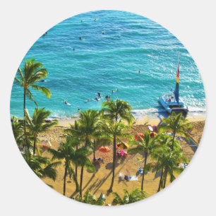 Waikiki Beach Ronde Sticker