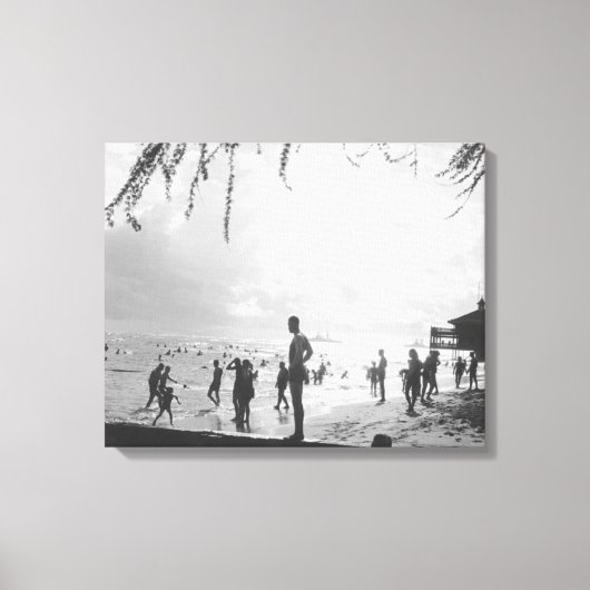 Waikiki Beach Scene op Honolulu Canvas Afdruk (Voorkant)