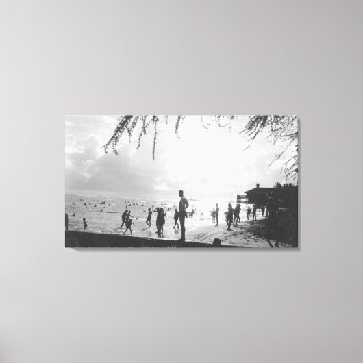 Waikiki Beach Scene op Honolulu Canvas Afdruk (Voorkant)