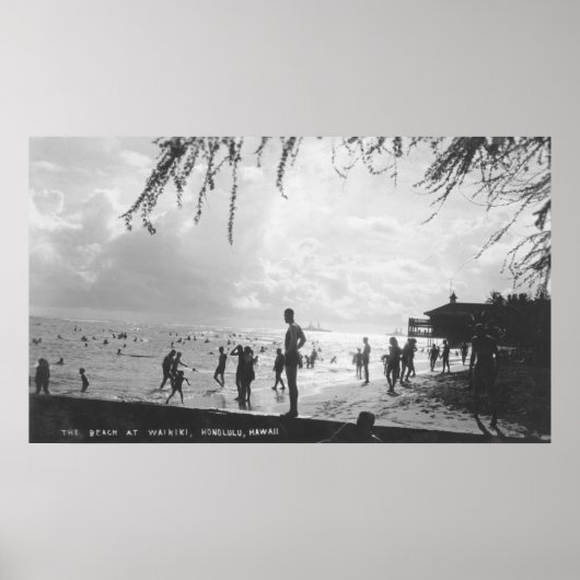 Waikiki Beach Scene op Honolulu Poster (Voorkant)