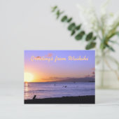 Waikiki Beach Sunset Briefkaart (Staand voorkant)