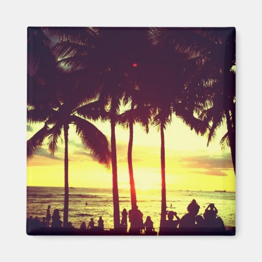 Waikiki Beach Sunset Magneet (Voorkant)