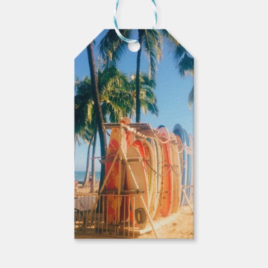 Waikiki Beach Surfboards Cadeaulabel (Voorkant)