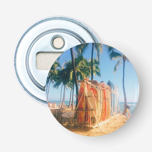 Waikiki Beach Surfplanken  Button Flesopener (Voorkant)