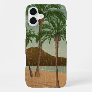 Waikiki Beach Vintage Vervaalde Postkaart  iPhone 16 Plus Hoesje