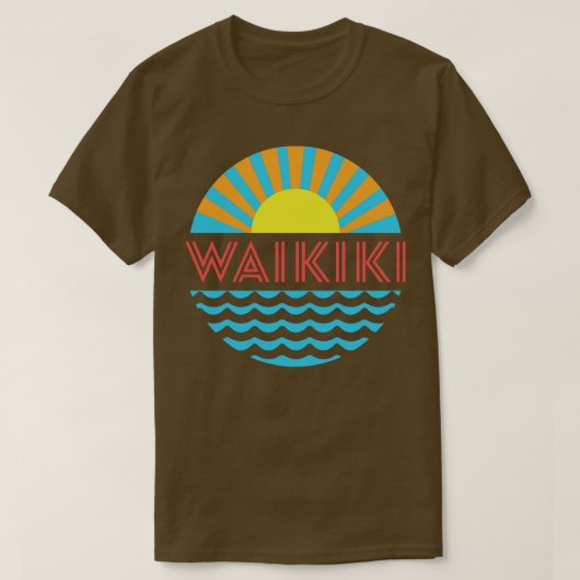 Waikiki Beach zon en golven T-shirt (Design voorkant)