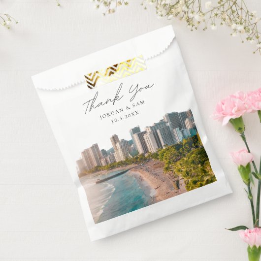 Waikiki bruiloft gunst foto dank u bedankzakje (Gezegeld)