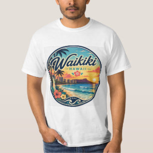 Waikīkī Hawaï Retro Reislogo  T-shirt
