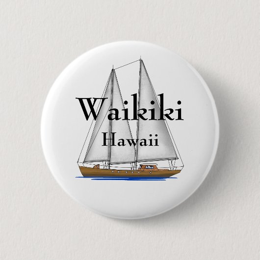 Waikiki Hawaï Ronde Button 5,7 Cm (Voorkant)