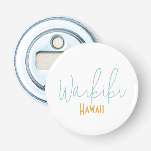 Waikiki, Hawaï souvenir Button Flesopener (Voorkant)