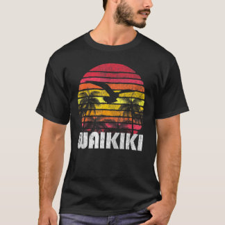Waikiki Hawaii 70s Surf Surfing Beach T-shirt
