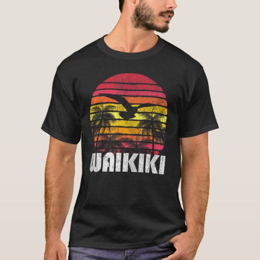 Waikiki Hawaii 70s Surf Surfing Beach T-shirt (Voorkant)