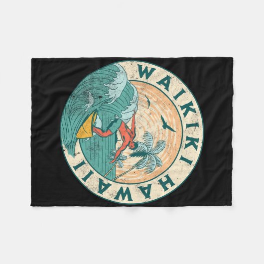 Waikiki Hawaii  Fleece Deken (Voorkant (Horizontaal))