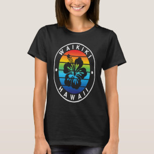 Waikiki Hawaii Hawaiaanse Tropische Hibiscus Bloem T-shirt