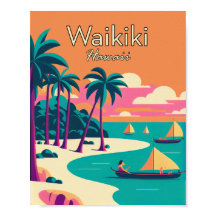 Waikiki Hawaii Minimalistisch  Art Poster