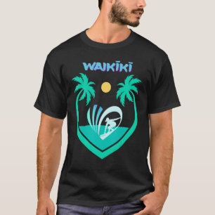 Waikiki Hawaii Oahu Surf Beach Palms Aloha USA Sou T-shirt