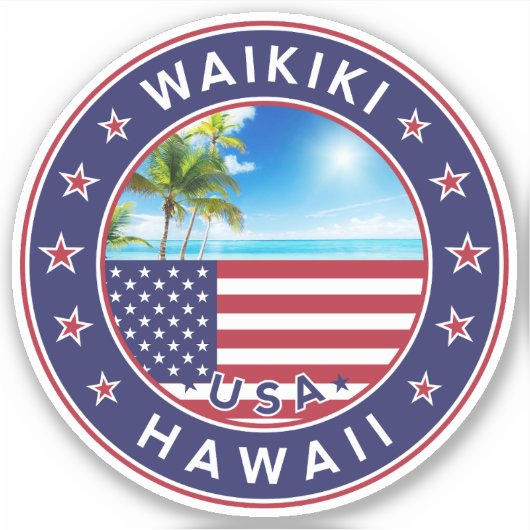 Waikiki Hawaii Sticker (Voorkant)