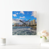 Waikiki Hawaii Wall Clock Vierkante Klok (Huis)