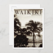 Waikiki Hawaiian Palm Aankondigingskaart (Voorkant / Achterkant)
