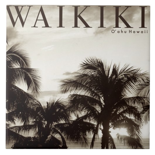  Waikiki Hawaiian Palm Ceramic Tile Tegeltje (Voorkant)