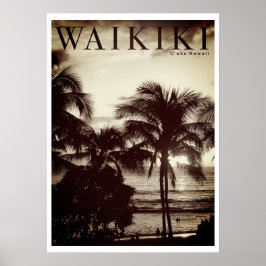 Waikiki Hawaiian Palm Poster
