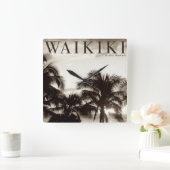  Waikiki Hawaiian Palm Vierkante Klok (Huis)