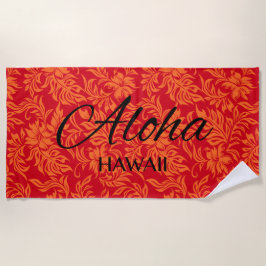 Waikiki Hibiscus Hawaiian Aloha Floral Red Strandlaken