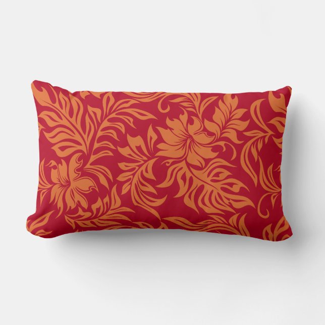 Waikiki Hibiscus Hawaiian Reversible Lumbar Pillow Kussen (Voorkant)