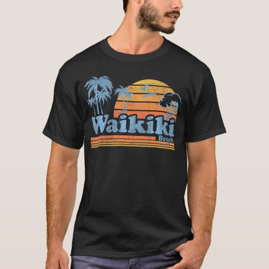 Waikiki Honolulu Hawaii Beach Surfen Hawaïaans T-shirt (Voorkant)