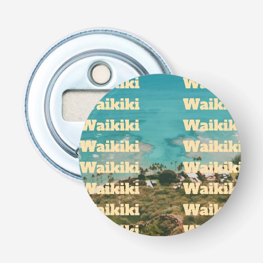 Waikiki, Honolulu, Oahu, Hawaï Button Flesopener (Voorkant)