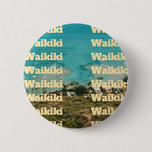 Waikiki, Honolulu, Oahu, Hawaï Ronde Button 5,7 Cm